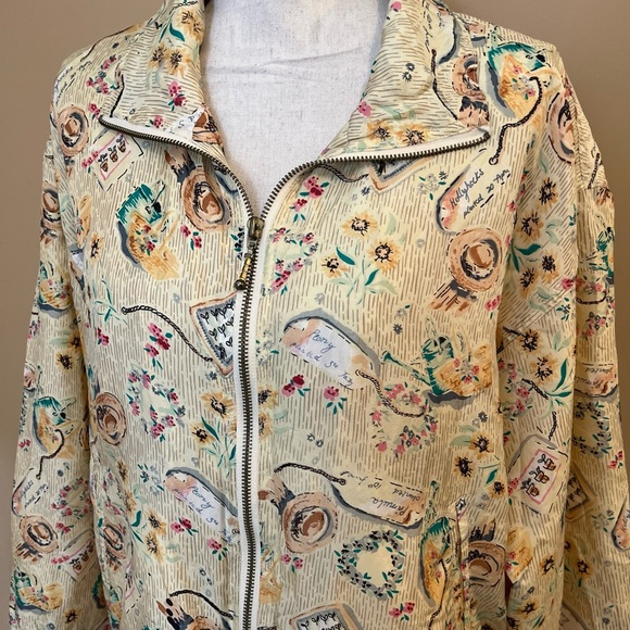 Vintage EVR Garden Theme 100% Silk Bomber Jacket Small - Picture 2 of 5